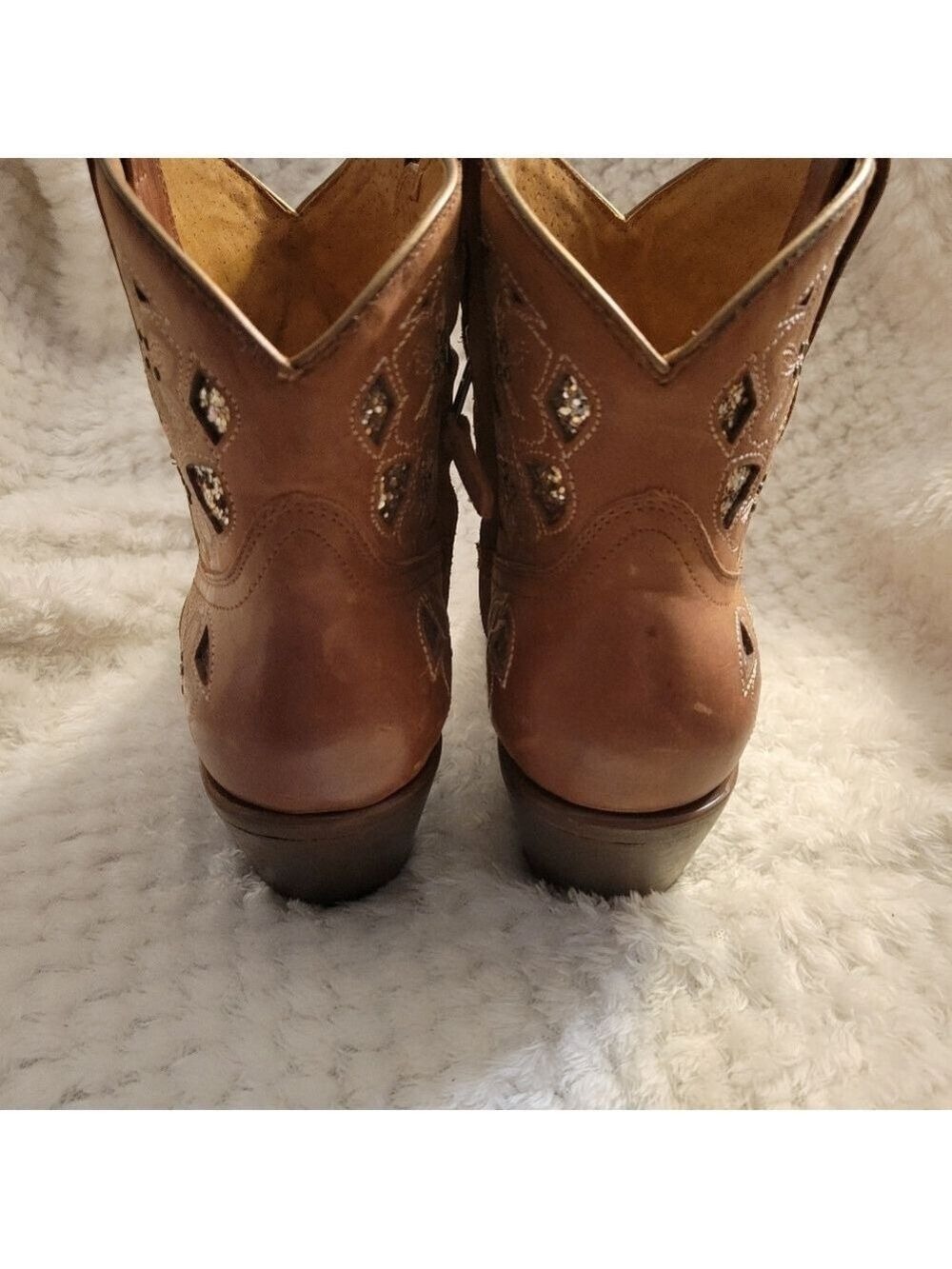 Shyanne Western Ankle Tan Bling Boots Size 9 Country Farm RODEO - Picture 4 of 8